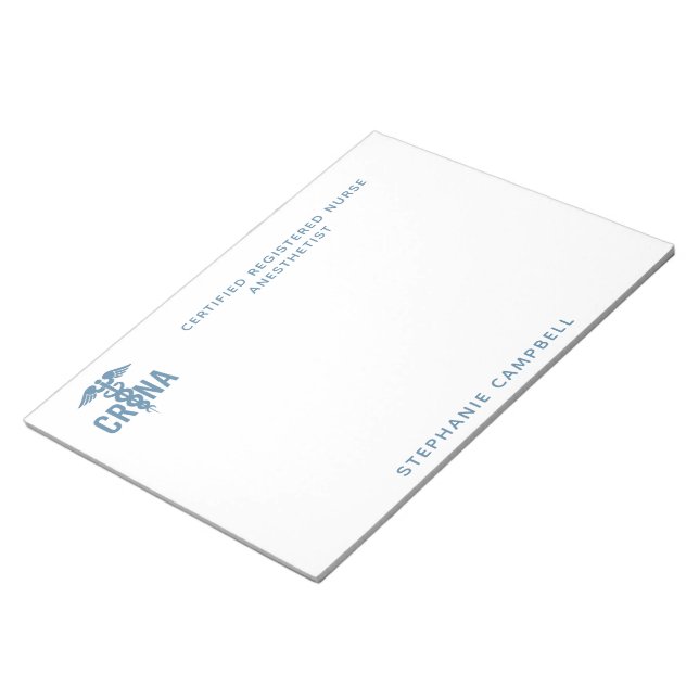 Individueller CRNA zertifizierter Krankenpfleger Notizblock (angewinkelt)