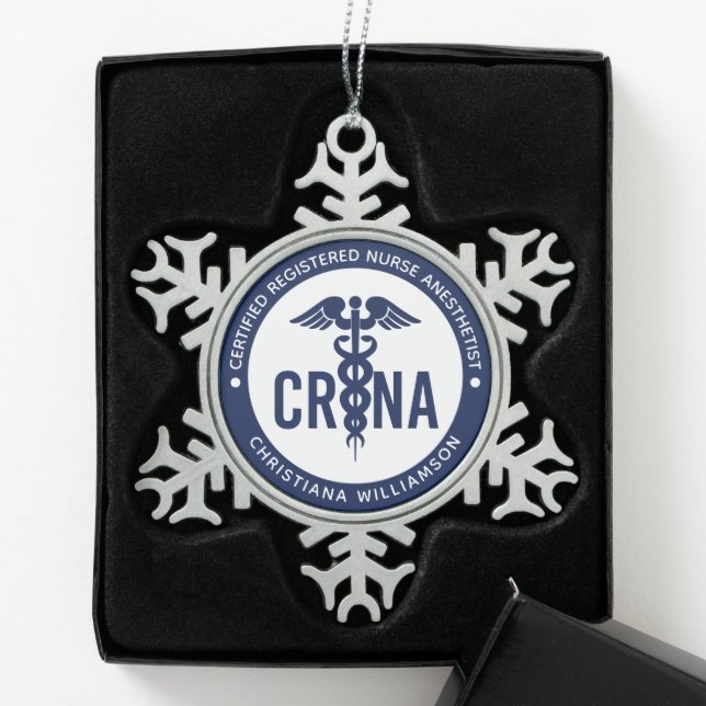 Individueller CRNA zertifizierter Krankenpfleger Schneeflocken Zinn-Ornament (Box)