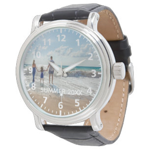 Individueller Familientext Sommerurlaub Foto weiß Armbanduhr