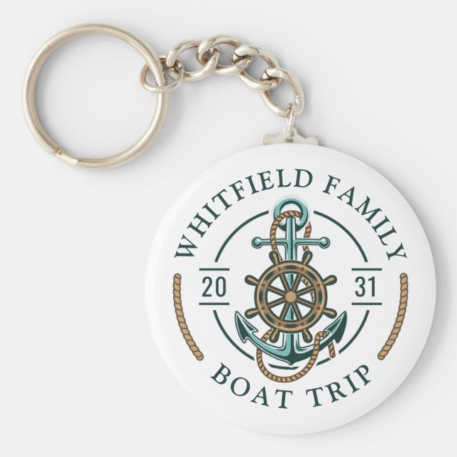Individueller Familienurlaub für nautische Boote Schlüsselanhänger (Vorne)