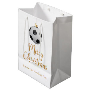 Individueller Fußballtrainer Frohe Weihnachten Fut Mittlere Geschenktüte