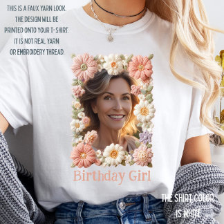 Individueller Geburtstags-Blumenrahmen personalisi T-Shirt