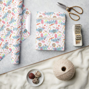 Individueller Geburtstagswunsch auf Eisstielen und Geschenkpapier