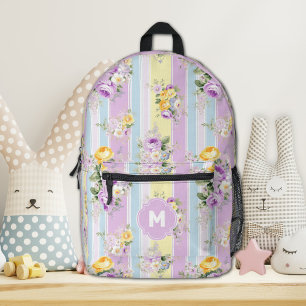 Individueller gestreifter lila Blumenrucksack Bedruckter Rucksack