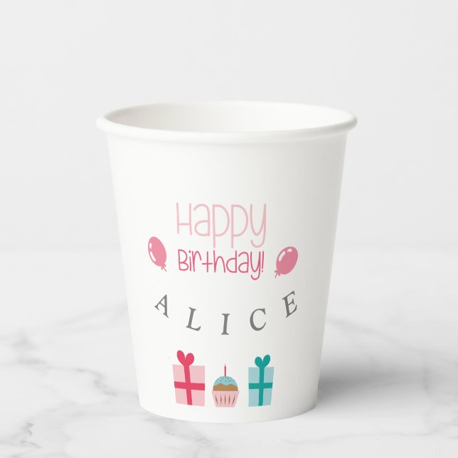 Individueller Glückwunsch zum Geburtstag Pappbecher (Vorderseite)