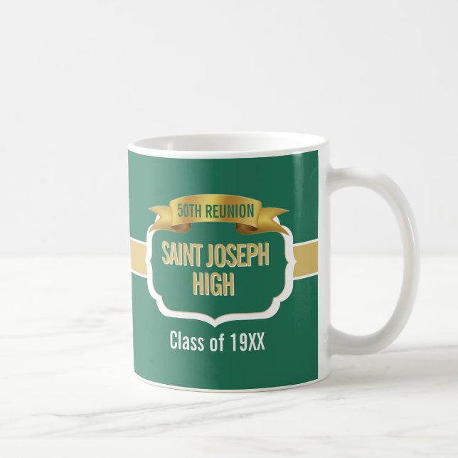 Individueller grüner Kaffeebecher zum 50. Klassent Kaffeetasse (Rechts)