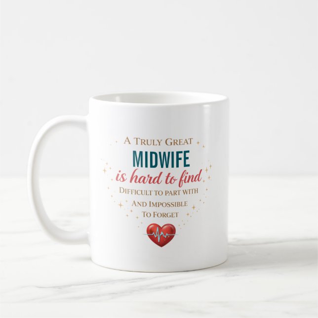 Individueller Hebammen-Dankbarkeitszitat Kaffeetasse (Links)