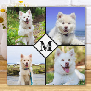 Individueller Hunde-Fotocollage mit Monogramm und  Fotoplatte