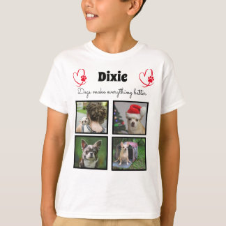 Individueller Hundeliebhaber 4 Foto Collage für Ju T-Shirt