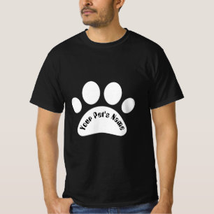 Individueller Hundepfotenabdruck mit Namen Schwarz T-Shirt