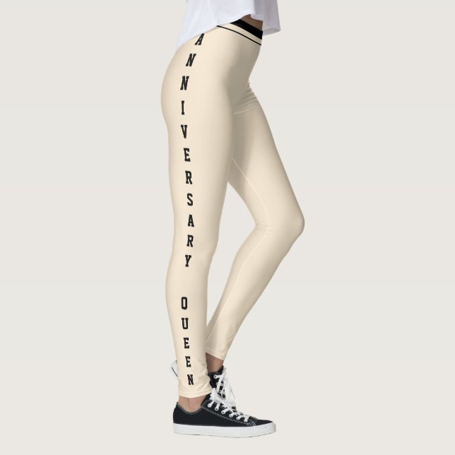 Individueller Jahrestag Champagner Gold Monogramm Leggings (Rechts)