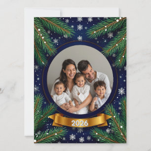 🎁 Individueller Kiefernkranz mit Foto Festive Wei Karte