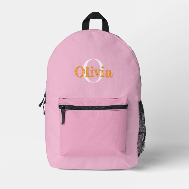 individueller Kinder- oder Jugendname pink  Bedruckter Rucksack (Vorderseite)