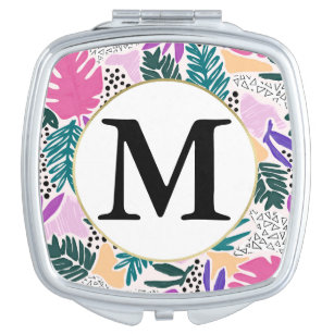 Individueller monogram tropischer Muster-Compact-M Taschenspiegel