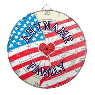 Individueller Name Amerikanische Farbige Flagge un Dartscheibe