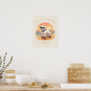Individueller Name Cooler Malteser-Hund Skateboard Poster