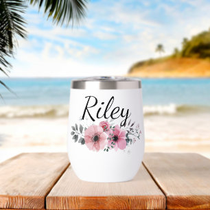 Individueller Name Florale Personalisierte Rosa Bl