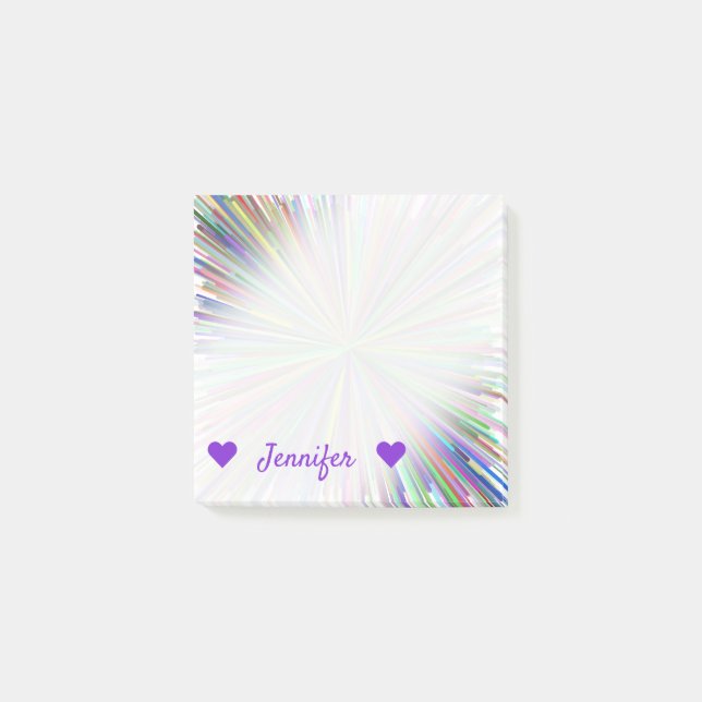 Individueller Name + Mehrfarbige Linie Post-it Klebezettel (Vorderseite)