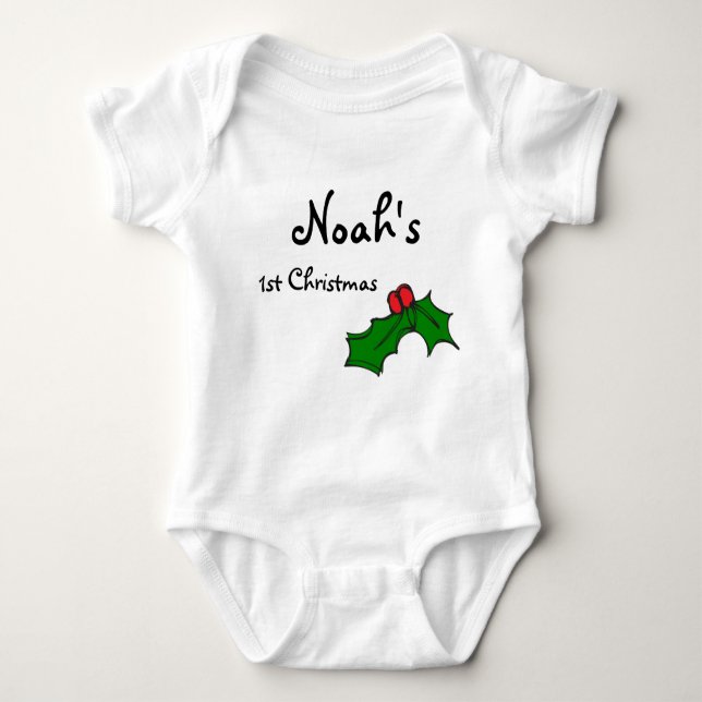 Individueller Name mein erstes/1. Weihnachten Baby Strampler (Vorderseite)