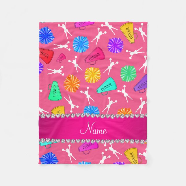 Individueller Name rosa cheerleading Pompoms Fleecedecke (Vorderseite)