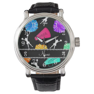 Individueller Name schwarze cheerleading Pompoms Armbanduhr