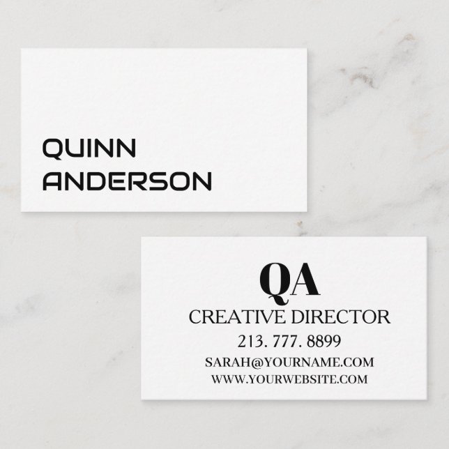 INDIVIDUELLER NAME TEXT EINFACH STYLISCH PROFESSIO VISITENKARTE (Vorne/Hinten)