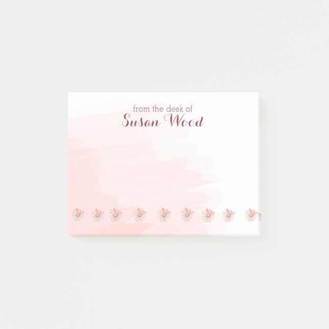 Individueller NameblumenWatercolor Posten-it® Post-it Klebezettel (Vorderseite)
