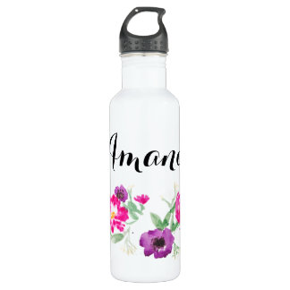 Individueller Namewatercolor-Blumen-Wasser Trinkflasche