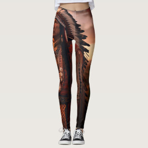 Individueller Native American Indian Chief auf mod Leggings