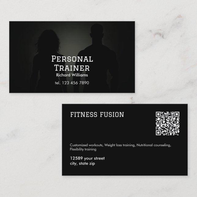 Individueller QR Personal Trainer Visitenkarte (Vorne/Hinten)
