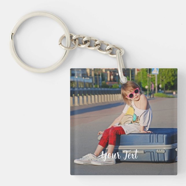 Individueller Schlüsselanhänger mit Foto und Text (Vorderseite)