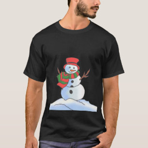 Individueller Schneemann auf Schnee und Schneefloc T-Shirt