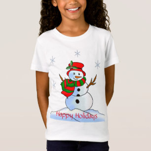 Individueller Schneemann auf Schnee und Schneefloc T-Shirt