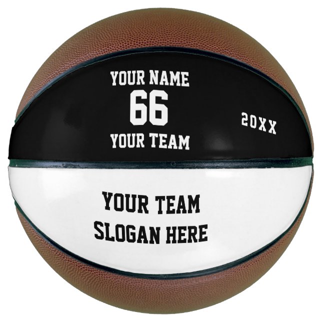 Individueller schwarzer Basketball mit Name, Numme (Vorderseite)