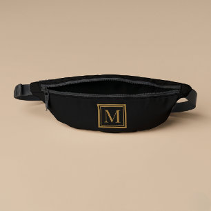 Individueller schwarzer & goldener gerahmter Monog Bauchtasche
