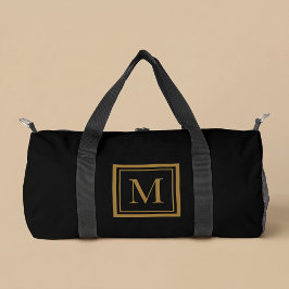 Individueller schwarzer & goldener gerahmter Monog Duffle Bag