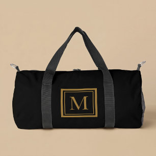 Individueller schwarzer & goldener gerahmter Monog Duffle Bag