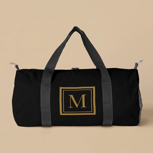 Individueller schwarzer & goldener gerahmter Monog Duffle Bag (Von Creator hochgeladen)