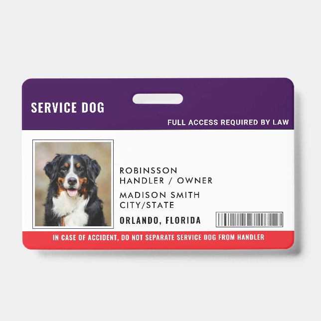 Individueller Servic hund Ausweis (Vorderseite)