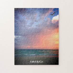 Individueller Strand Sonnenuntergang MIAMI BEACH F Puzzle