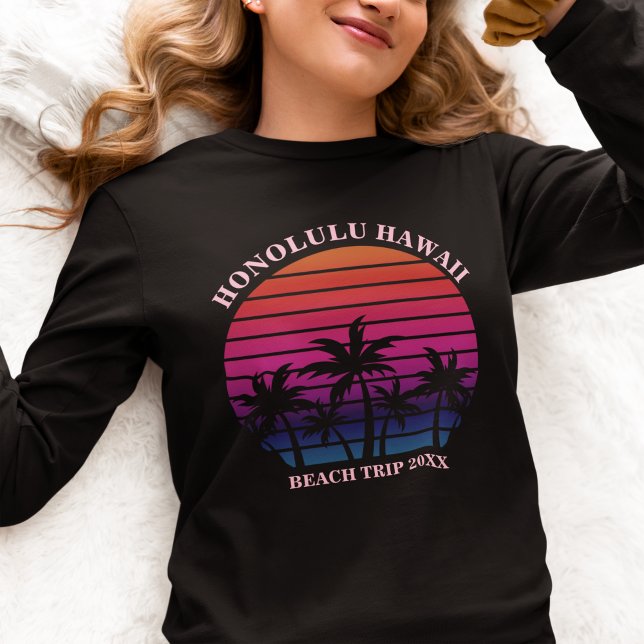 Individueller Strandtrip Tropischer Langarmpullove Tri-Blend Shirt (Von Creator hochgeladen)