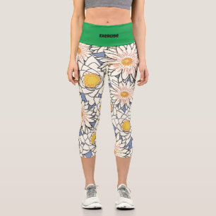 Individueller Text Moderne, lebendige Grüne und Bl Capri Leggings
