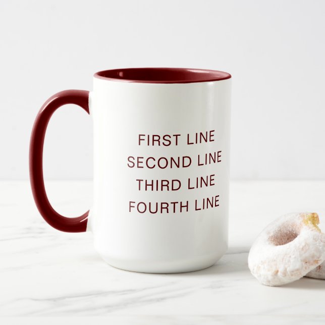 Individueller Text Personalisierte Bordeauxrote 15 Tasse (Mit Donut)