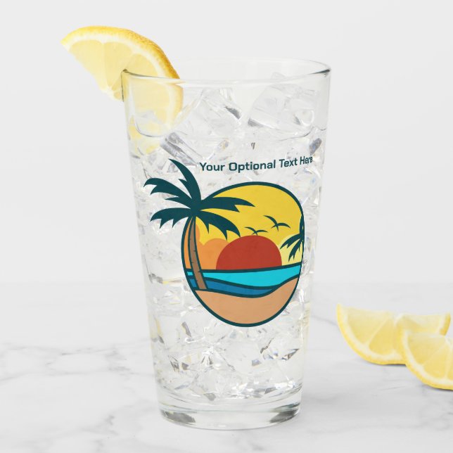 Individueller Text Tropical Beach Sunset Glas (Vorderseite Ice)