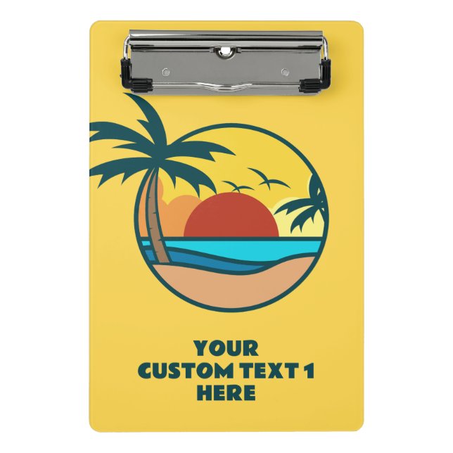 Individueller Text Tropical Beach Sunset Mini Klemmbrett (Vorderseite)