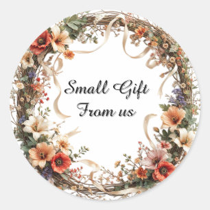 🌸 Individueller Text Wildblumen-Blumenkranz 🌸 Runder Aufkleber