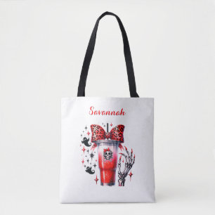 Individueller Totenkopf-Trinkbecher & Bow in Rot,