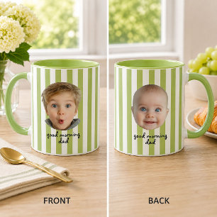 Individueller Vatertag 2 Foto Baby Gesicht Grüner  Tasse