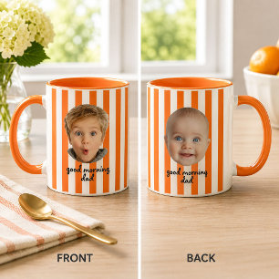 Individueller Vatertag 2 Foto Baby Gesicht Orange Tasse