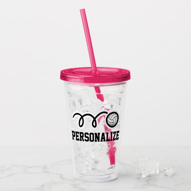 Individueller Volleyballspieler Acryl-Tummelglas Acryltrinkbecher (Vorderseite Ice)